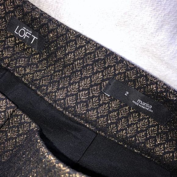 Ann Taylor Loft Black and Gold Marisa Style Lined Slacks- 2 - Picture 6 of 13